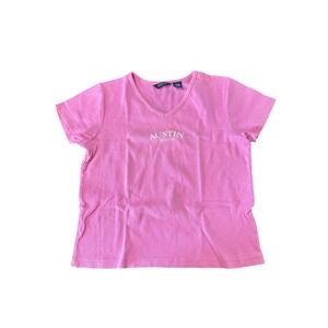 Austin Clothing Co. Pink Fit V-Neck Top T-Shirt Womens Medium Retro Y2K Urban